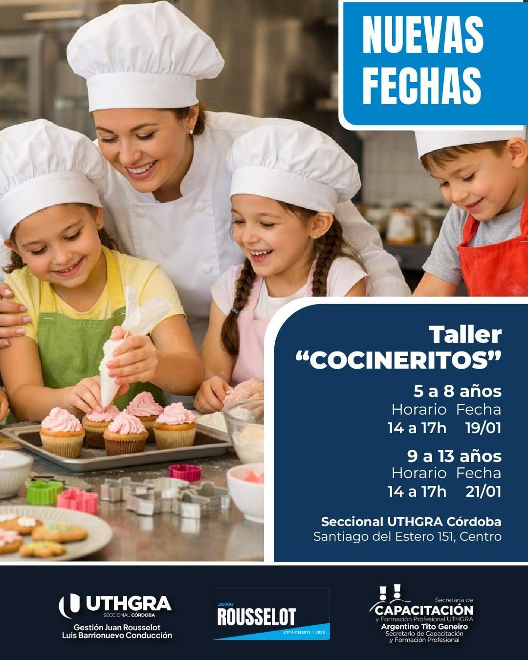Nuevas jornadas del Taller de Cocineritos en UTHGRA Córdoba